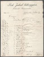 1913 Miskolc, Pick Jakab bútorgyára (fióküzlet Rimaszombat) fejléces számla