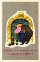 Magyar bor reklám QSL rádióamatőr lapon / Hungarian wine advertisement on QSL radio amateur postcard