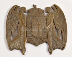 ca 1910 Bronz angyalos magyar középcímer, 9,5x11 cm