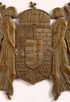 ca 1910 Bronz angyalos magyar középcímer, 9,5x11 cm