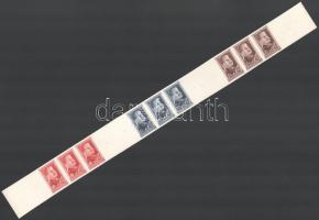 1949 Sztálin 3 db vágott sor csíkban, üres mezőkkel