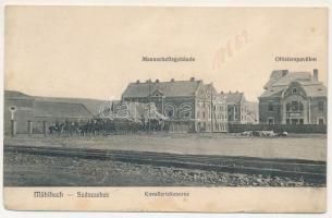 Szászsebes, Mühlbach, Sebesul Sasesc, Sebes; Kavalleriekaserne, Mannschaftsgebäude, Offizierspavillon / Lovassági laktanya, legénységi épületek, tiszti pavilon. Josef Krempels felvétele / K.u.K. military cavalry barracks, crew buildings, officers' pavilion (EM)