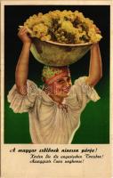 A magyar szőlőnek nincsen párja. Magyar szőlő reklámja, folklór. Klösz György és Fia kiadása / Hungarian grape advertisement, agricultural propaganda, folklore