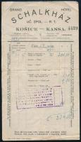 1925 Kassa, Grand Hotel Schalkház fejléces számla