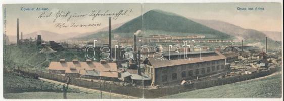 1909 Anina, Stájerlakanina, Stájerlak, Steierdorf; vasgyár, 2-részes kihajtható panorámalap. Hollsch...