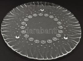 Kristályüveg tortatál, 3 félgömb lábon, hibátlan, d: 34 cm