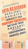 1957 Séta az esőben Martiny-Együttes plakát, hajtott, viseltes, 68×50 cm + 2 db prospektus