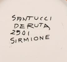 Deruta kézzel festett dísztál d: 24,5 cm, és 2 darab bögre m: 9 cm