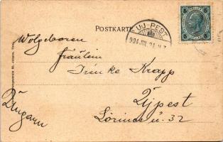 1904 St. Johann in Tirol. Art Nouveau, litho frame with clover