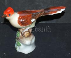 Herendi jelzéssel ellátott, hibátlan állapotban lévő, kézzel festett porcelán énekes madár 14cm-es magassággal