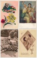 10 db RÉGI motívum képeslap: szerelmes párok / 10 pre-1945 motive postcards: love couples