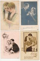 10 db RÉGI motívum képeslap: szerelmes párok / 10 pre-1945 motive postcards: love couples