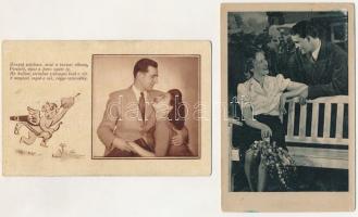 10 db RÉGI motívum képeslap: szerelmes párok / 10 pre-1945 motive postcards: love couples