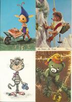 9 db MODERN mese és bábfilm képeslap / 9 modern children's tales and puppet figure postcards