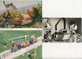 9 db MODERN mese és bábfilm képeslap / 9 modern children's tales and puppet figure postcards