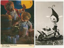 9 db MODERN mese és bábfilm képeslap / 9 modern children's tales and puppet figure postcards