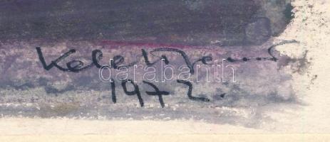 Keleti Jenő (1920-1998): Alakok, 1972. Akvarell, papír, jelzett, papírra kasírozva. 17,5x35 cm