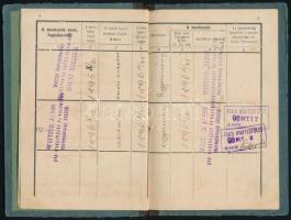 1895-1896 Munkakönyv, nagyváradi kiadású okmány, aradi Weitzer János Gép-Waggongyár és vasöntöde pec...