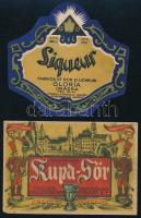 Vegyes nagyváradi italcímke tétel, 2 db: Dreher - Haggenmacher Nagyváradi Kupa-sör, Gloria liqueur.