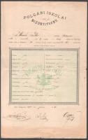 1878 Polgári iskolai bizonyítvány (Zichy iskolaszéki elnök aláírással) + 1911 Világos keresztlevél
