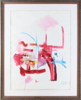 Rubint Ávrahám Péter (1958-): Színfoltok. Akvarell, papír, jelzett. Üvegezett, dekoratív fakeretben, 70×53 cm.