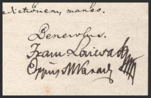 1832 Lajcsák Ferenc (1772-1843) váradi püspök aláírása egy egyházi iraton, a Váradvelencei parókiána...