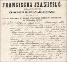 1832 Lajcsák Ferenc (1772-1843) váradi püspök aláírása egy házassági engedélyen, váradvelencei parók...