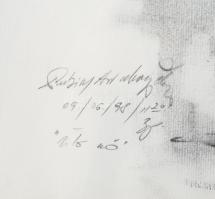 Rubint Ávrahám Péter (1958-): Ülő nő (akt), 1998. Ceruza, papír, jelzett. Üvegezett fakeretben, 41×2...