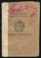1925 Bp., Magyar Királyság által kiállított fényképes útlevél, javított