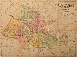 cca 1940 Nagyvárad thj várostérképe, 1: 13 400, utcanévjegyzékkel, kiadja: ifj. Topsal Vilmosné, Nagyvárad, Pallas-ny., hajtott, a szélén, a hajtás mentén szakadással, 47x60 cm