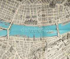 1963 Budapest távlati térképe - belső terület. A műemlékek, emlékművek és kulturális intézmények fel...