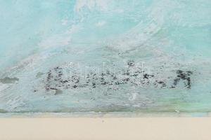 Olvashatatlan jelzéssel: Vitorlás a viharban. Olaj, papír. Üvegezett fakeretben. 26x39,5 cm