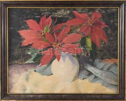 Schwarz L jelzéssel: Virág. Olaj, farost. Dekoratív, kissé sérült fakeretben. 40x50 cm