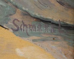 Schwarz L jelzéssel: Virág. Olaj, farost. Dekoratív, kissé sérült fakeretben. 40x50 cm