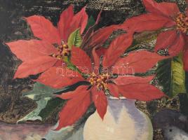 Schwarz L jelzéssel: Virág. Olaj, farost. Dekoratív, kissé sérült fakeretben. 40x50 cm