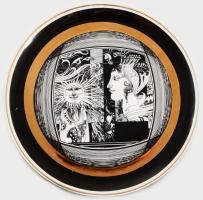 Hollóházi Szász Endre által tervezett tál, jelzett, kis kopással, d: 15,5 cm