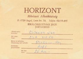 Győrffy Éva (1931-2022): Lila virág. Olaj, farost. Jelzett, hátoldalán hátoldalán Horizont Művészeti...