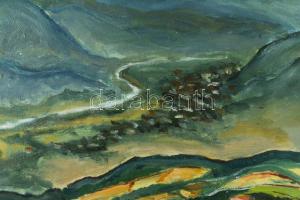 Keresztes jelzéssel: Hegyvidéki táj, 1979. Olaj, vászon. Fakeretben. 50x70 cm