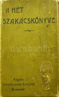 [Ignotus Hugó] Emma asszony: A Hét szakácskönyve. A Hét pályázatára beérkezett reczipékből. Összeállította: Emma asszony. Bp., 1902, 'A Hét', 4+354+2+32 (korabeli reklámok) p. Első kiadás. Kiadói kopott egészvászon-kötésben, Kner Vilmos-kötés, festett lapélekkel, kopott borítóval, kijáró lapokkal (elülső szennylap - 16 p.), laza, kissé sérült kötéssel.