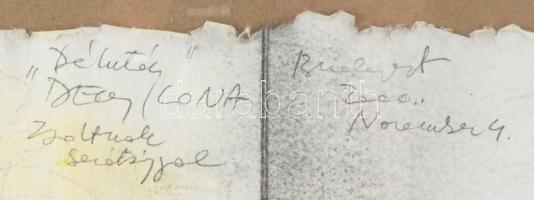 Decsi Ilona (1950-): Délután, 2000. Akvarell, ceruza, merített papír, jelzett, Decsi Ilona autográf ...