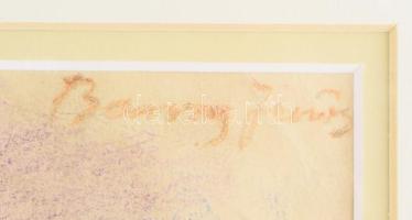 Barcsay Jenő jelzéssel: Vár. Kréta, papír, üvegezett fakeretben. 29,5x41 cm