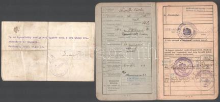 1939 M. kir. honvéd műszaki szertár parancsnokság által kiállított igazolványi lap