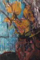 Antal Irén (1903-1999): Csendélet, olaj, farost, jelzett. Dekoratív, kissé kopott fakeretben. 60×50 ...