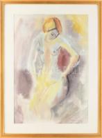 Márffy jelzéssel: Női akt. Akvarell, papír. Üvegezett, dekoratív fakeretben. 61,5x41,5 cm