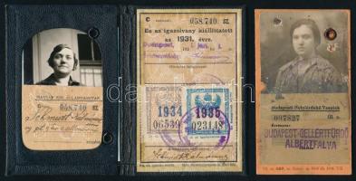 1931, 1934 Budapesti Helyi Érdekű Vasutak és Magyar Királyi Államvasutak 2 db igazolvány