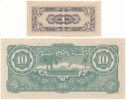 Malajzia / Malaja / Japán megszállás DN(1942-1944) 1c "M/AD" + 10$ "MP", "B...