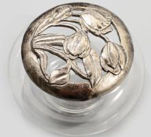 Potpourri tartó, virágos fém fedéllel, d: 10 cm, m: 7 cm