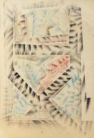 Ruzicskay György (1896-1993): Absztrakt kompozíció. Vegyes technika, papír, jelzett. Üvegezett faker...