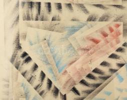 Ruzicskay György (1896-1993): Absztrakt kompozíció. Vegyes technika, papír, jelzett. Üvegezett faker...