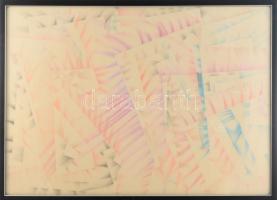 Ruzicskay György (1896-1993): Absztrakt kompozíció. Vegyes technika, papír, jelzés nélkül. Üvegezett fakeretben, 50x70 cm / mixed technique on paper, unsigned, framed